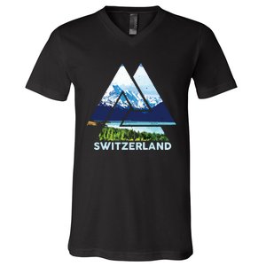 Switzerland Swiss Nature Alps Mountains V-Neck T-Shirt