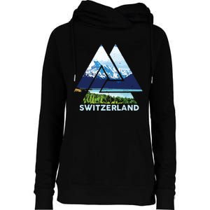 Switzerland Swiss Nature Alps Mountains Womens Funnel Neck Pullover Hood