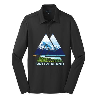 Switzerland Swiss Nature Alps Mountains Silk Touch Performance Long Sleeve Polo