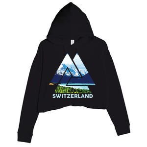 Switzerland Swiss Nature Alps Mountains Crop Fleece Hoodie