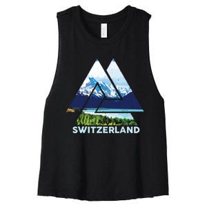 Switzerland Swiss Nature Alps Mountains Women's Racerback Cropped Tank