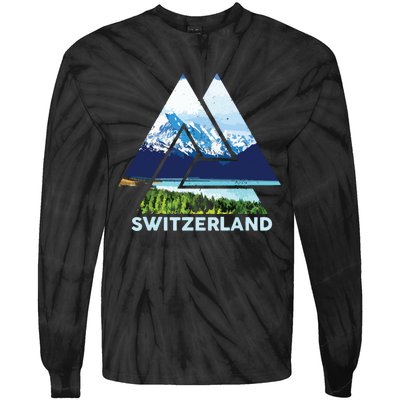 Switzerland Swiss Nature Alps Mountains Tie-Dye Long Sleeve Shirt