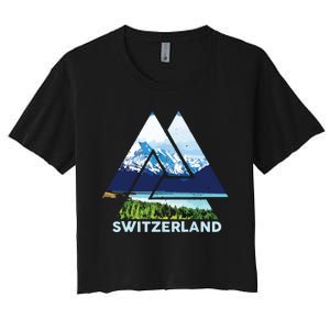 Switzerland Swiss Nature Alps Mountains Women's Crop Top Tee