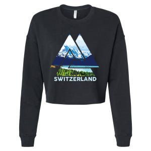 Switzerland Swiss Nature Alps Mountains Cropped Pullover Crew