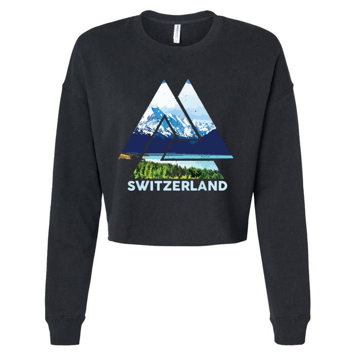 Switzerland Swiss Nature Alps Mountains Cropped Pullover Crew