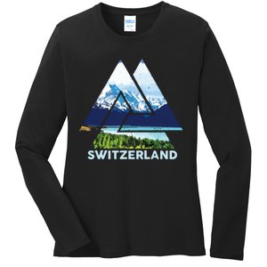 Switzerland Swiss Nature Alps Mountains Ladies Long Sleeve Shirt