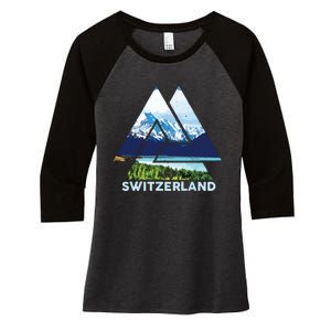 Switzerland Swiss Nature Alps Mountains Women's Tri-Blend 3/4-Sleeve Raglan Shirt