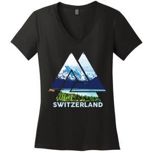 Switzerland Swiss Nature Alps Mountains Women's V-Neck T-Shirt