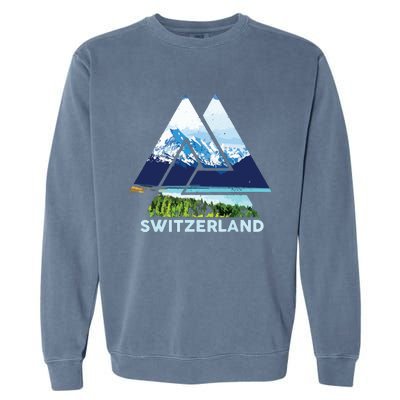 Switzerland Swiss Nature Alps Mountains Garment-Dyed Sweatshirt