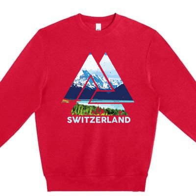 Switzerland Swiss Nature Alps Mountains Premium Crewneck Sweatshirt