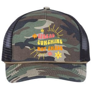 Spread Sunshine Not Shade Kindness Self Care Love Retro Retro Rope Trucker Hat Cap