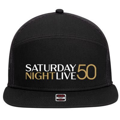 S.N.L S.A.T.U.R.D.A.Y N.I.G.H.T Live 50 White And Gold 7 Panel Mesh Trucker Snapback Hat