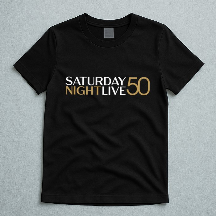 S.N.L S.A.T.U.R.D.A.Y N.I.G.H.T Live 50 White And Gold T-Shirt