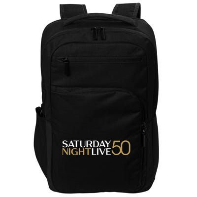 S.N.L S.A.T.U.R.D.A.Y N.I.G.H.T Live 50 White And Gold Impact Tech Backpack