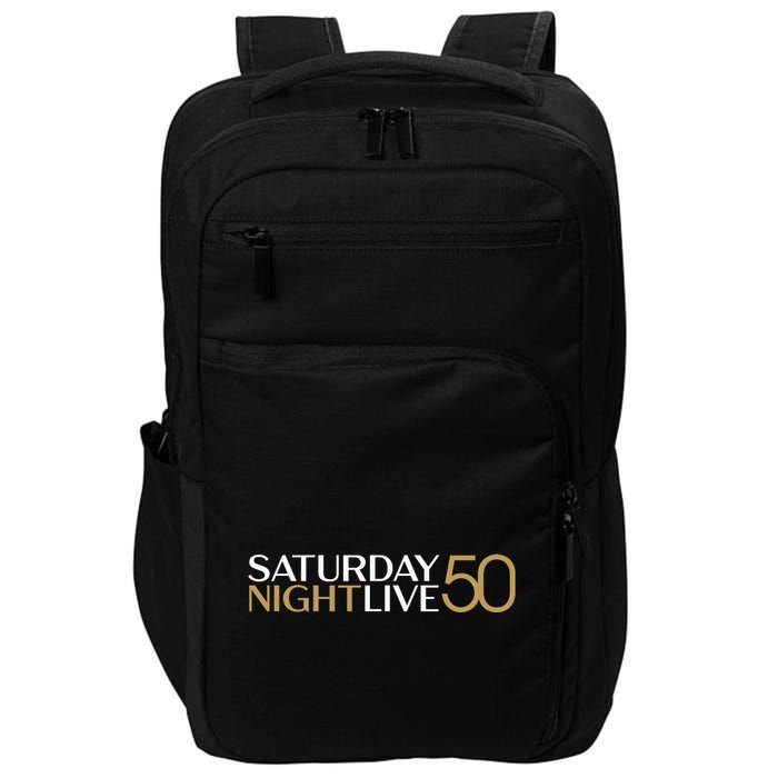 S.N.L S.A.T.U.R.D.A.Y N.I.G.H.T Live 50 White And Gold Impact Tech Backpack