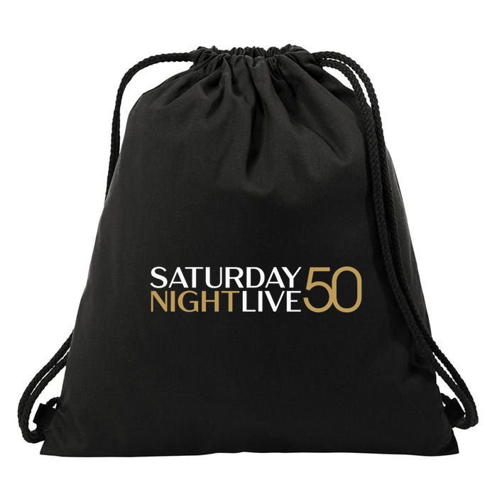 S.N.L S.A.T.U.R.D.A.Y N.I.G.H.T Live 50 White And Gold Drawstring Bag