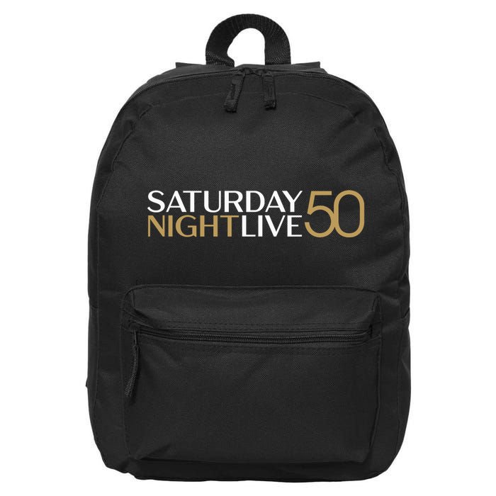 S.N.L S.A.T.U.R.D.A.Y N.I.G.H.T Live 50 White And Gold 16 in Basic Backpack