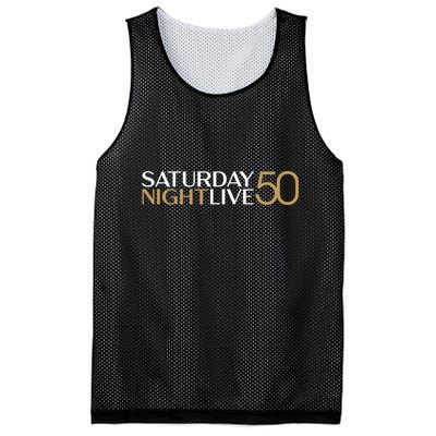 S.N.L S.A.T.U.R.D.A.Y N.I.G.H.T Live 50 White And Gold Mesh Reversible Basketball Jersey Tank