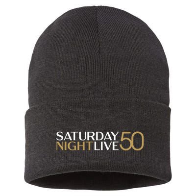 S.N.L S.A.T.U.R.D.A.Y N.I.G.H.T Live 50 White And Gold Sustainable Knit Beanie