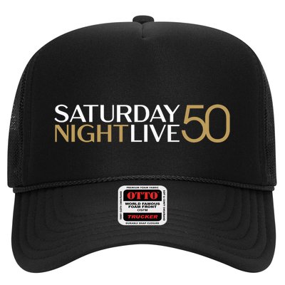 S.N.L S.A.T.U.R.D.A.Y N.I.G.H.T Live 50 White And Gold Trucker Hat