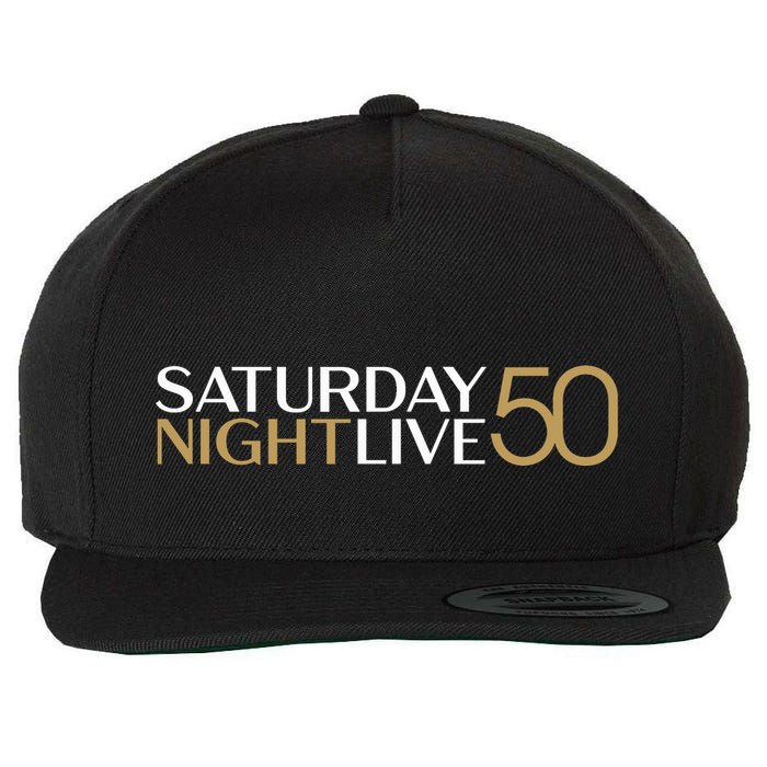 S.N.L S.A.T.U.R.D.A.Y N.I.G.H.T Live 50 White And Gold Wool Snapback Cap