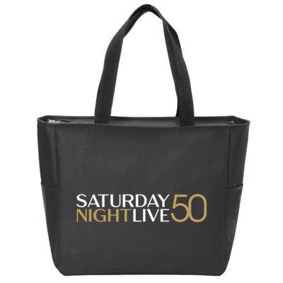 S.N.L S.A.T.U.R.D.A.Y N.I.G.H.T Live 50 White And Gold Zip Tote Bag