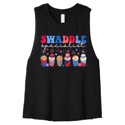 Swaddle Specialist Nicu L&D Mother Baby Nurse 4th Of July Women's Racerback Cropped Tank