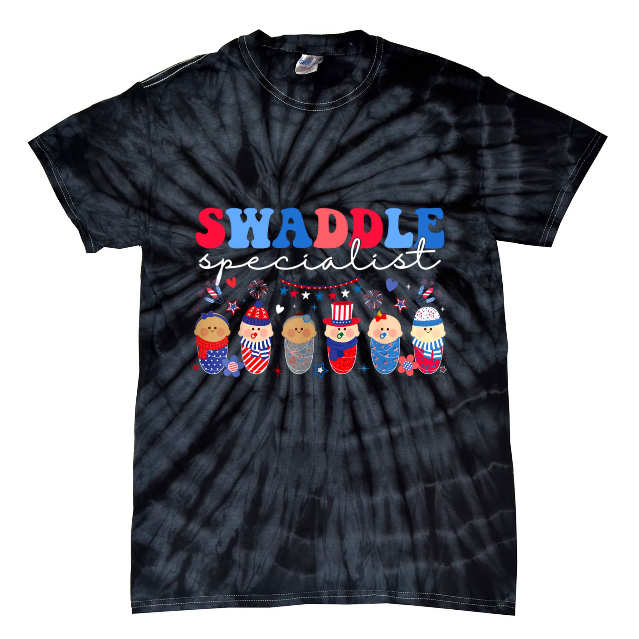 Swaddle Specialist Nicu L&D Mother Baby Nurse 4th Of July Tie-Dye T-Shirt