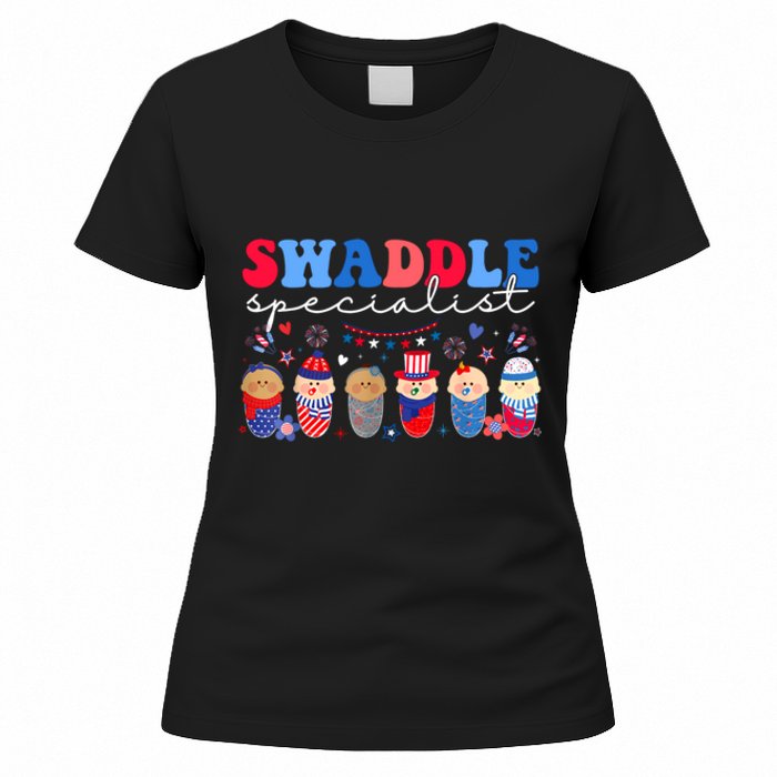 Swaddle Specialist Nicu L&D Mother Baby Nurse 4th Of July Women's T-Shirt