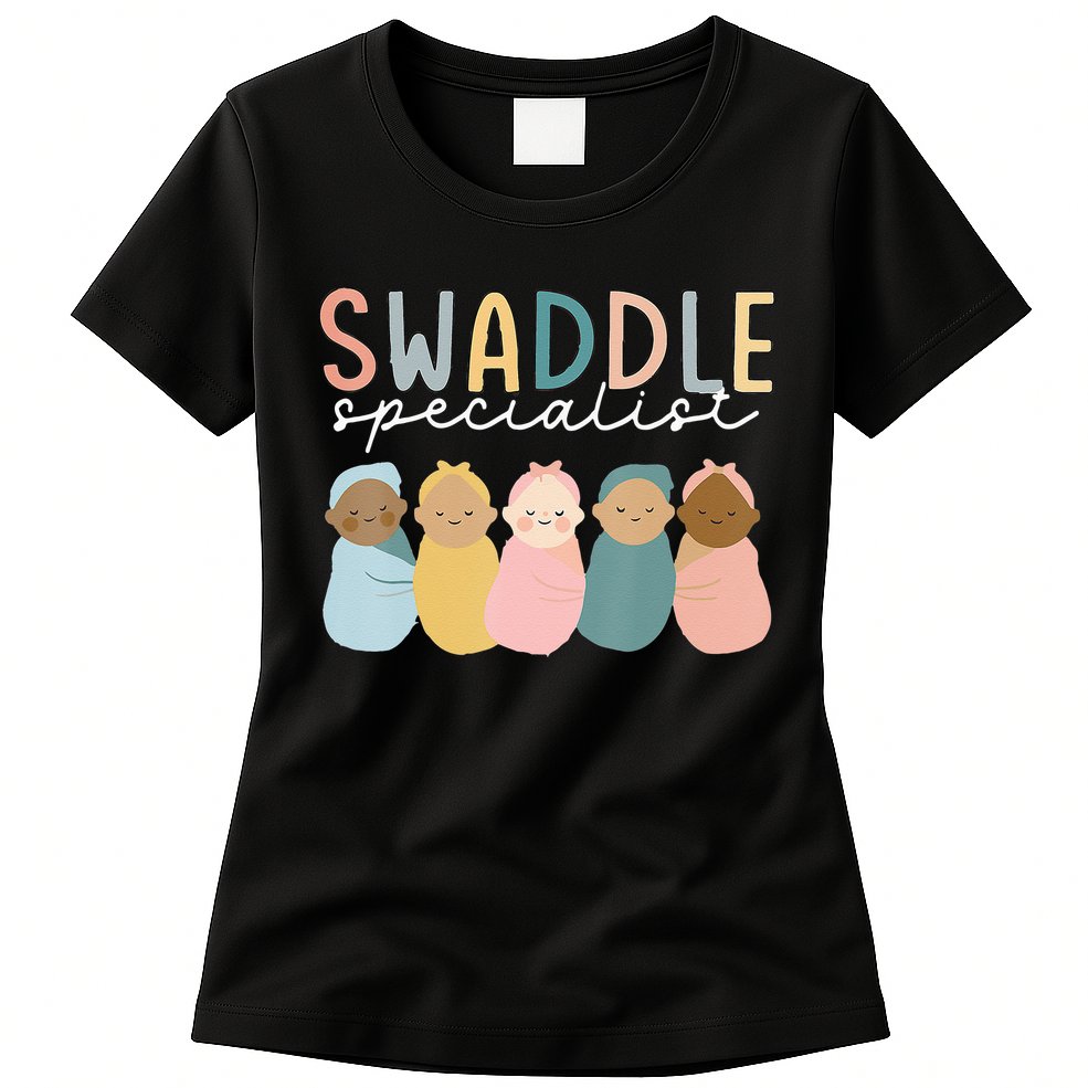 Swaddle Specialist NICU Mother Baby Nurse Tech Neonatal ICU Womens T-Shirt