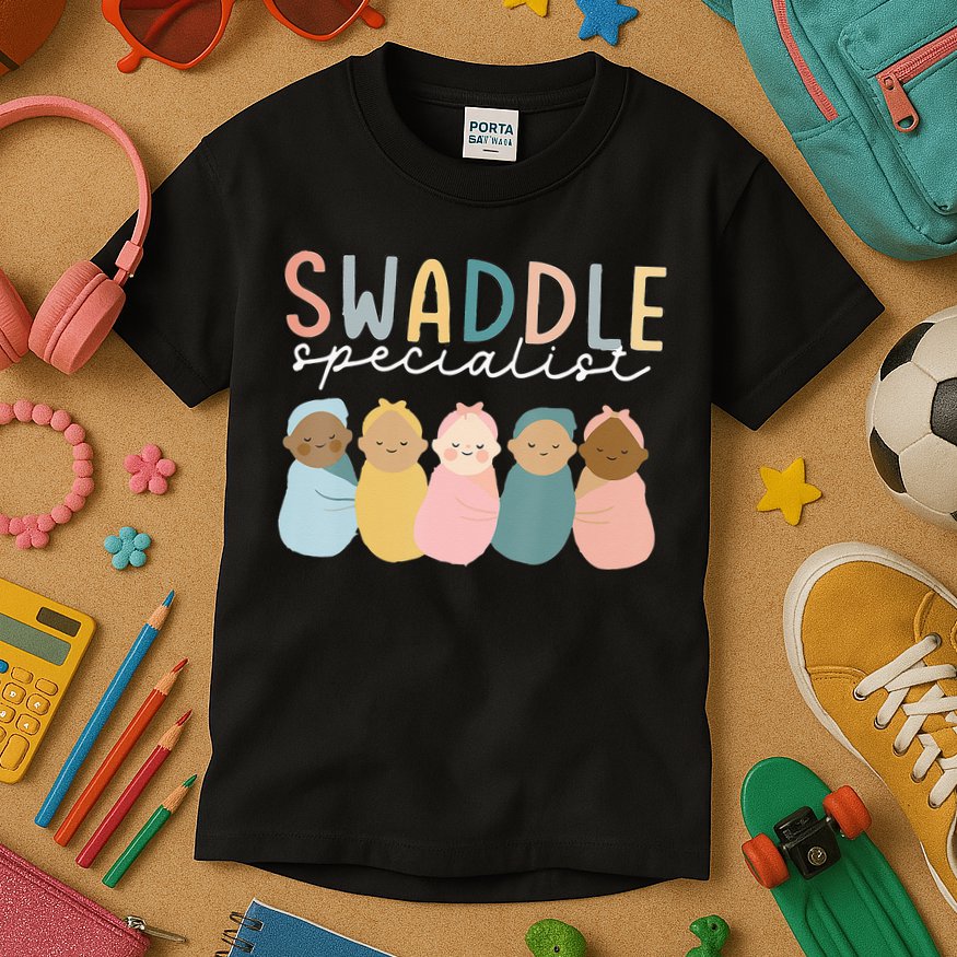 Swaddle Specialist NICU Mother Baby Nurse Tech Neonatal ICU Kids T-Shirt