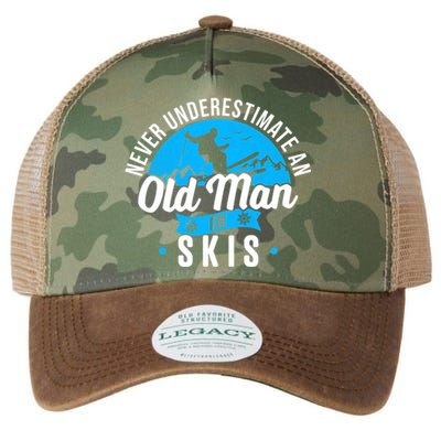 Skiing Skier Never Underestimate An Old Man On Skis Premium Legacy Tie Dye Trucker Hat