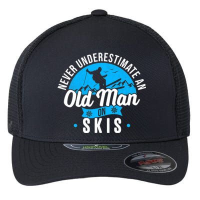 Skiing Skier Never Underestimate An Old Man On Skis Premium Flexfit Unipanel Trucker Cap