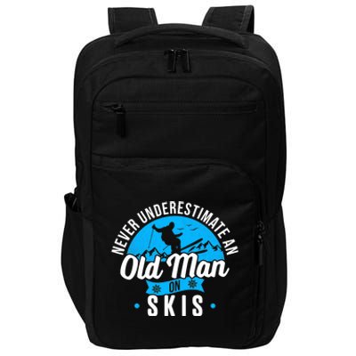 Skiing Skier Never Underestimate An Old Man On Skis Premium Impact Tech Backpack