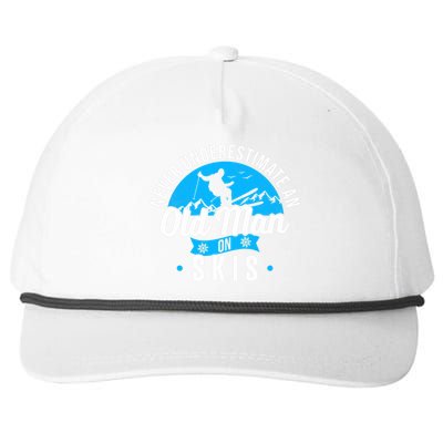 Skiing Skier Never Underestimate An Old Man On Skis Premium Snapback Five-Panel Rope Hat