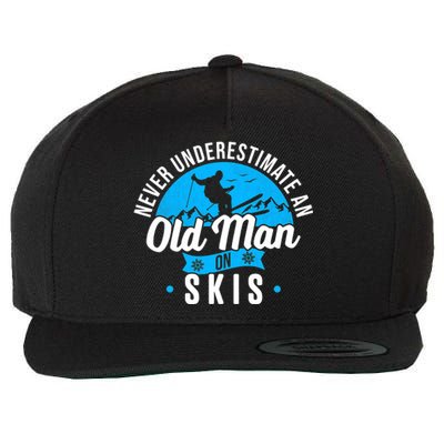 Skiing Skier Never Underestimate An Old Man On Skis Premium Wool Snapback Cap