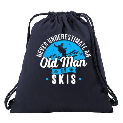 Skiing Skier Never Underestimate An Old Man On Skis Premium Drawstring Bag