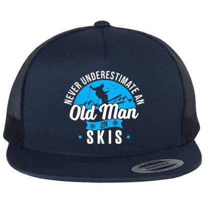 Skiing Skier Never Underestimate An Old Man On Skis Premium Flat Bill Trucker Hat