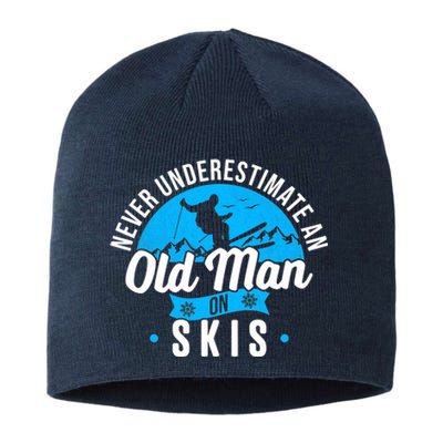 Skiing Skier Never Underestimate An Old Man On Skis Premium Sustainable Beanie