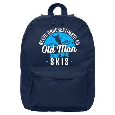 Skiing Skier Never Underestimate An Old Man On Skis Premium 16 in Basic Backpack