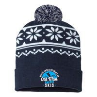 Skiing Skier Never Underestimate An Old Man On Skis Premium USA-Made Snowflake Beanie