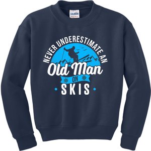 Skiing Skier Never Underestimate An Old Man On Skis Premium Kids Sweatshirt