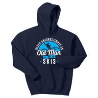 Skiing Skier Never Underestimate An Old Man On Skis Premium Kids Hoodie