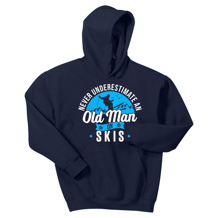 Skiing Skier Never Underestimate An Old Man On Skis Premium Kids Hoodie