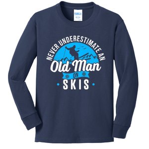 Skiing Skier Never Underestimate An Old Man On Skis Premium Kids Long Sleeve Shirt