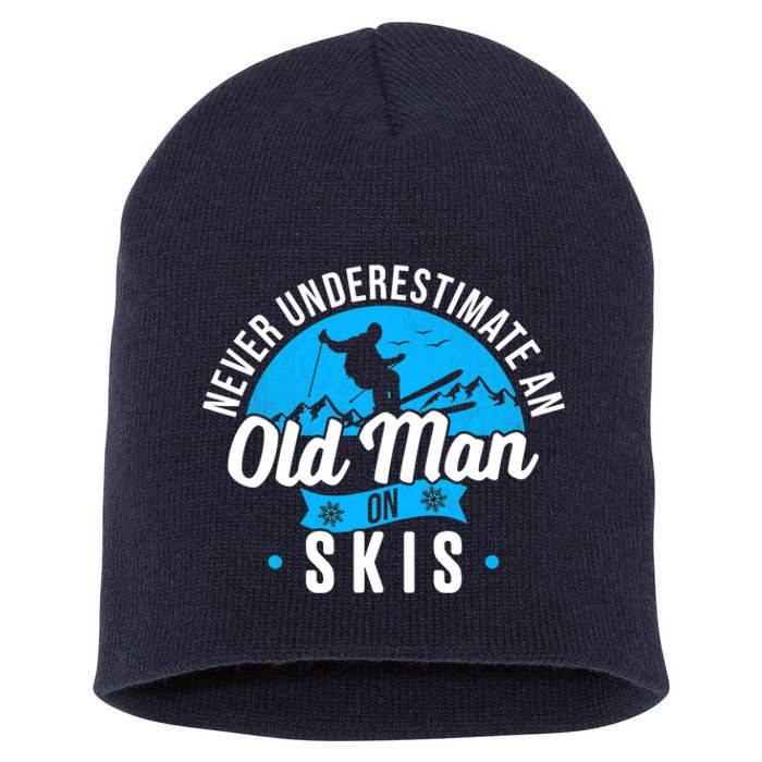 Skiing Skier Never Underestimate An Old Man On Skis Premium Short Acrylic Beanie