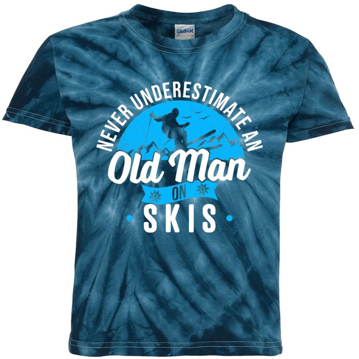 Skiing Skier Never Underestimate An Old Man On Skis Premium Kids Tie-Dye T-Shirt