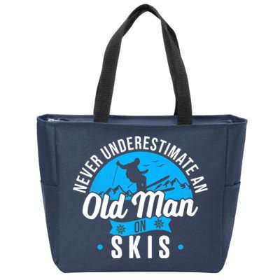 Skiing Skier Never Underestimate An Old Man On Skis Premium Zip Tote Bag