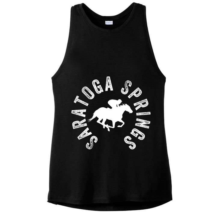 Saratoga Springs New York Horse Racing Jockey Funny Gift Ladies PosiCharge Tri-Blend Wicking Tank
