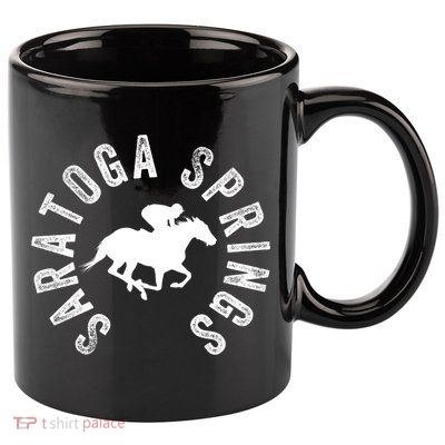 Saratoga Springs New York Horse Racing Jockey Funny Gift 11oz C Handle Ceramic Mug